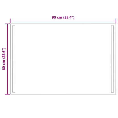 vidaXL LED Bathroom Mirror Transparent 90 x 60 cm Tempered Glass 5