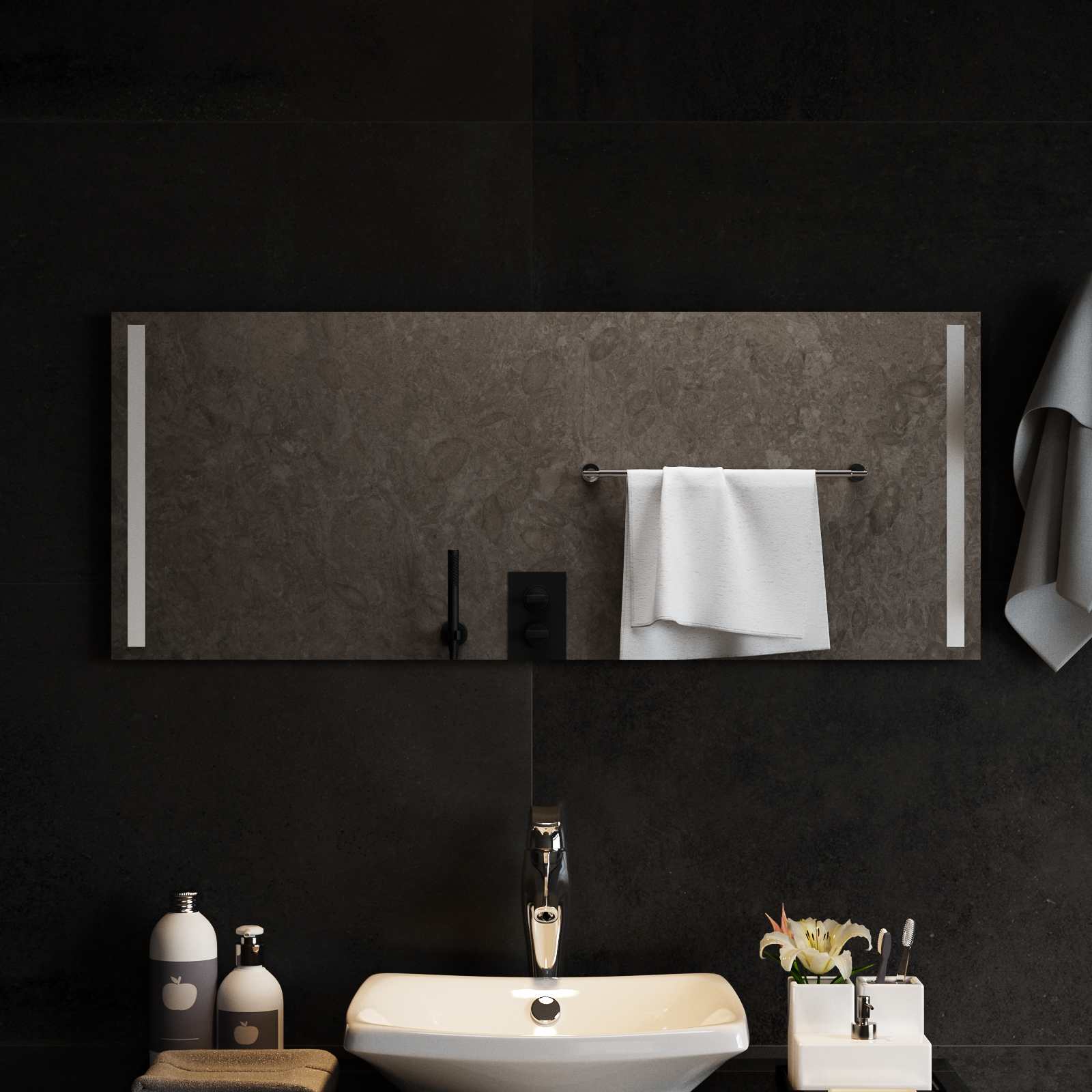 vidaXL LED Bathroom Mirror Transparent 100 x 40 cm Tempered Glass 1