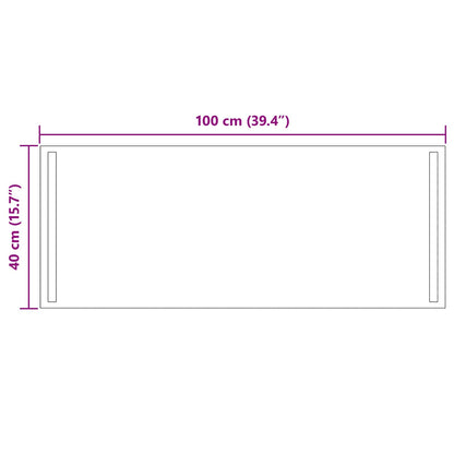 vidaXL LED Bathroom Mirror Transparent 100 x 40 cm Tempered Glass 5
