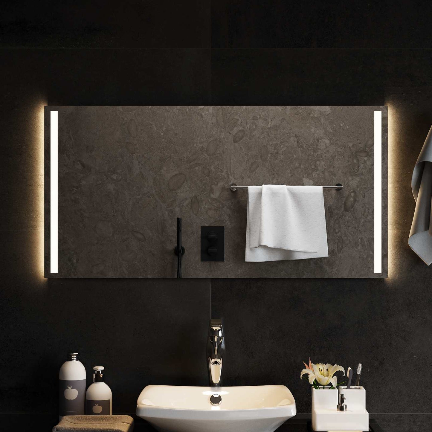 vidaXL LED Bathroom Mirror Transparent 100 x 50 cm Tempered Glass 3