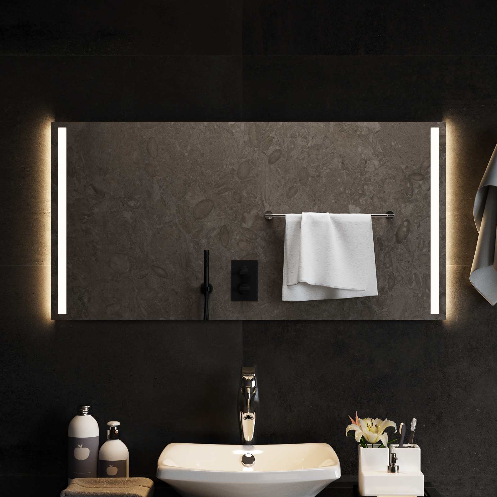 vidaXL LED Bathroom Mirror Transparent 100 x 50 cm Tempered Glass 3