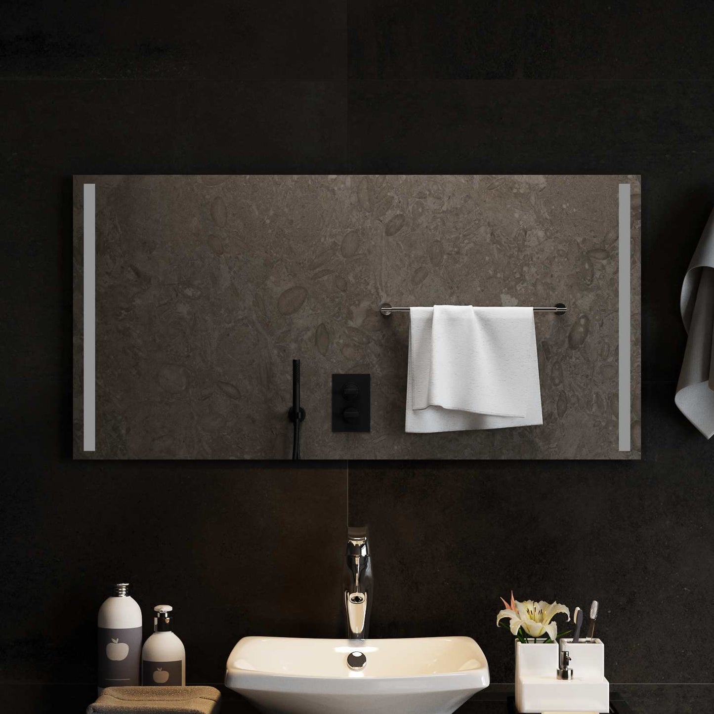 vidaXL LED Bathroom Mirror Transparent 100 x 50 cm Tempered Glass 1