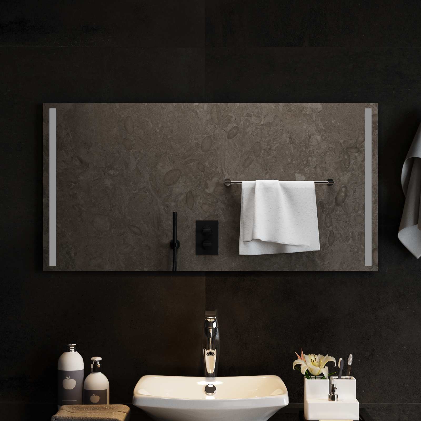 vidaXL LED Bathroom Mirror Transparent 100 x 50 cm Tempered Glass 1