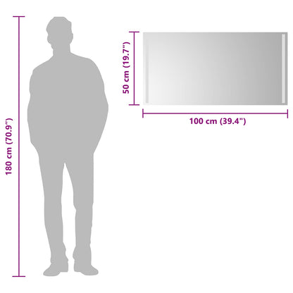 vidaXL LED Bathroom Mirror Transparent 100 x 50 cm Tempered Glass 6