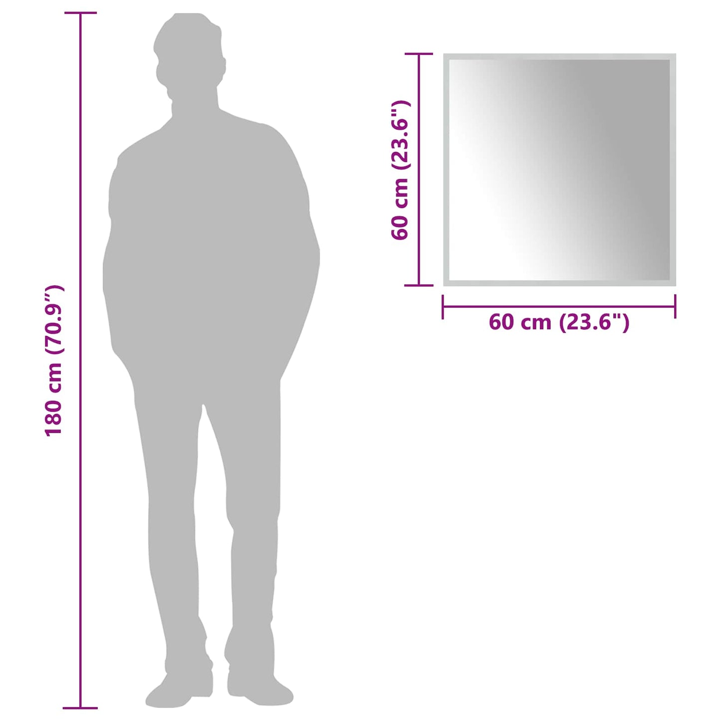 vidaXL LED Bathroom Mirror Transparent 60 x 60 cm Tempered Glass 6
