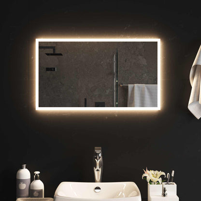 vidaXL LED Bathroom Mirror Transparent 70 x 40 cm Tempered Glass 3