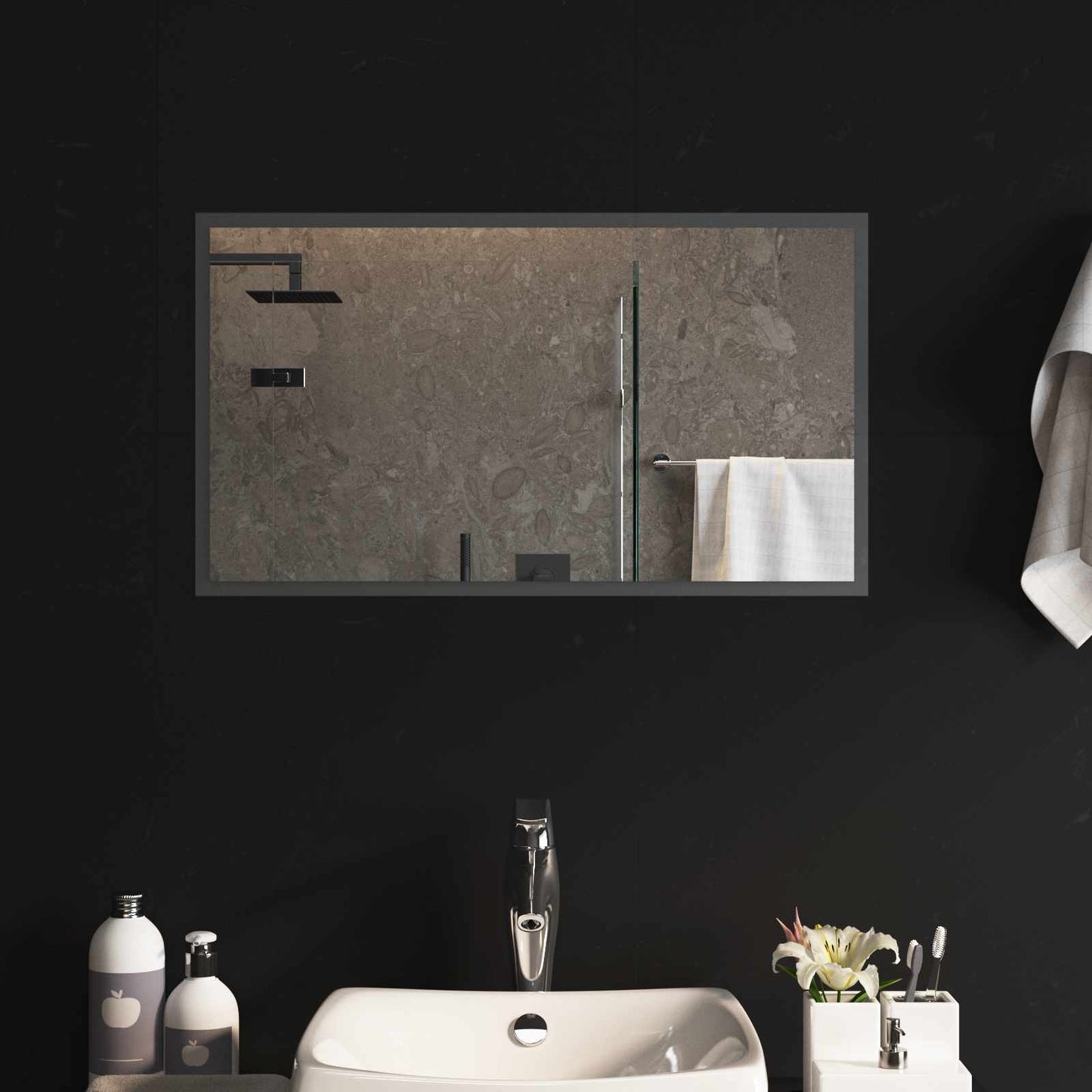 vidaXL LED Bathroom Mirror Transparent 70 x 40 cm Tempered Glass 1