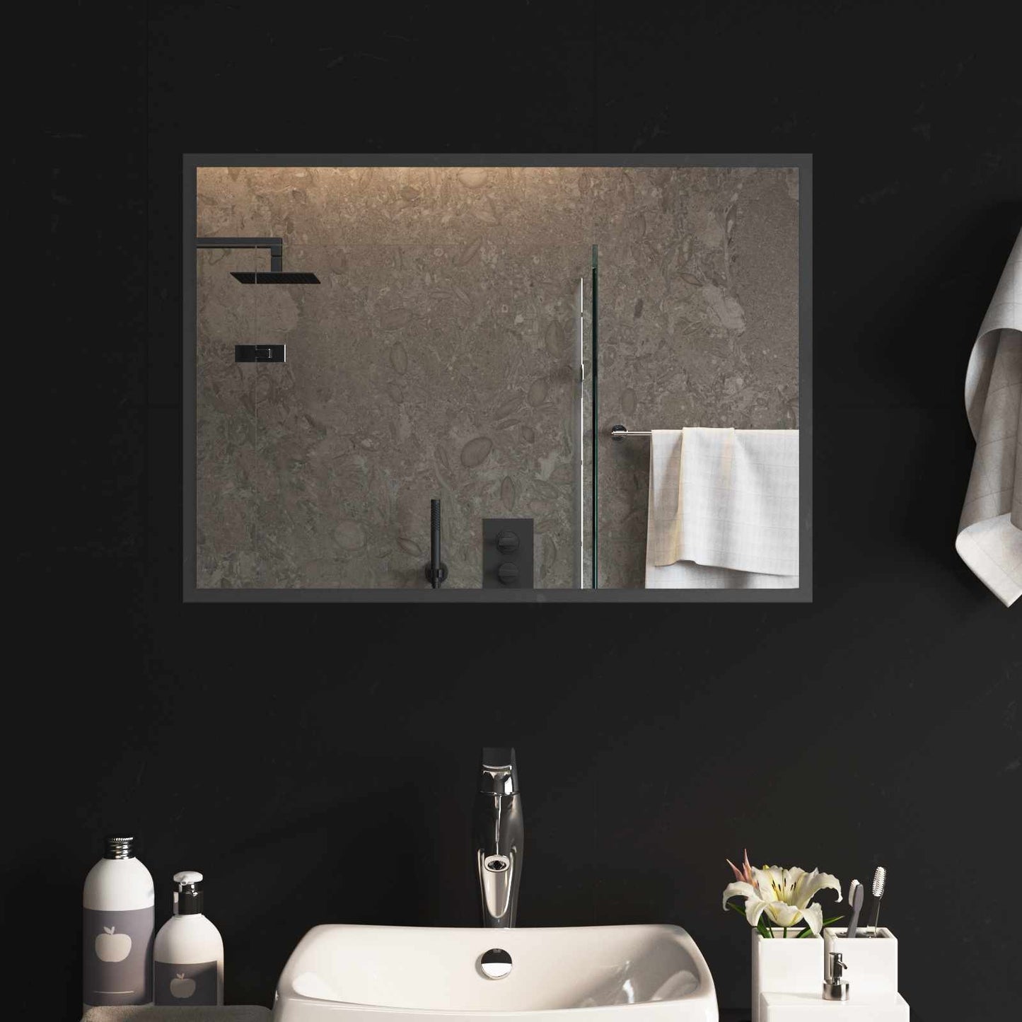vidaXL LED Bathroom Mirror Transparent 70 x 50 cm Tempered Glass 1