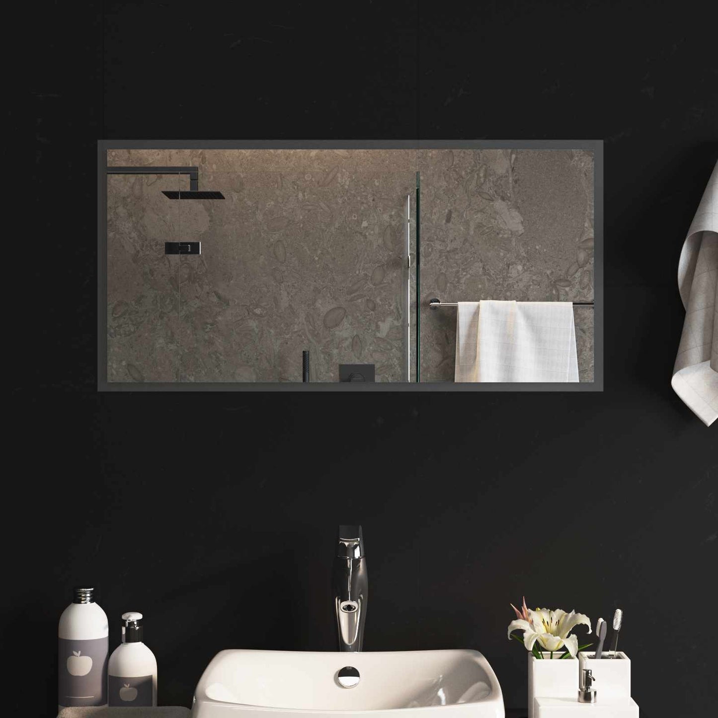 vidaXL LED Bathroom Mirror Transparent 80 x 40 cm Tempered Glass 1