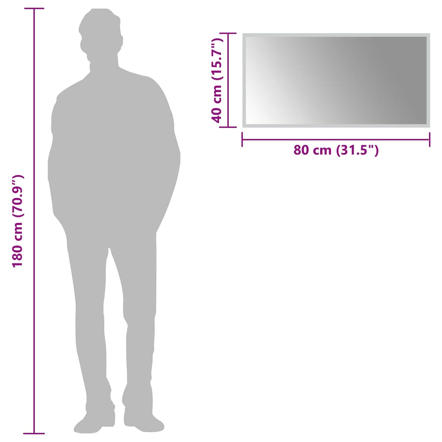 vidaXL LED Bathroom Mirror Transparent 80 x 40 cm Tempered Glass 6