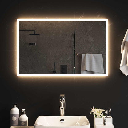 vidaXL LED Bathroom Mirror Transparent 80 x 50 cm Tempered Glass 3