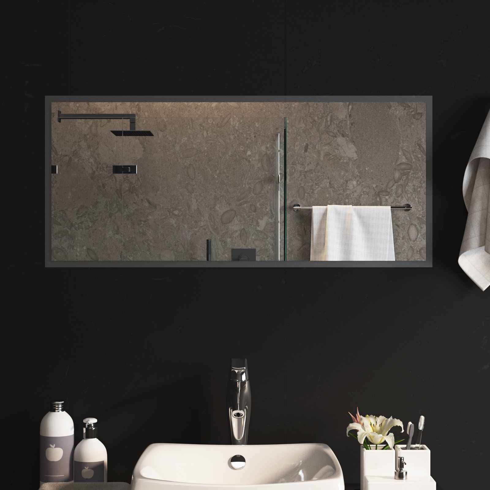 vidaXL LED Bathroom Mirror Transparent 90 x 40 cm Tempered Glass 1
