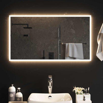 vidaXL LED Bathroom Mirror Transparent 90 x 50 cm Tempered Glass 3