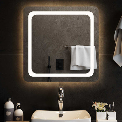 vidaXL LED Bathroom Mirror Transparent 60 x 60 cm Tempered Glass 3