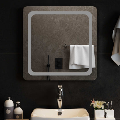 vidaXL LED Bathroom Mirror Transparent 60 x 60 cm Tempered Glass 1