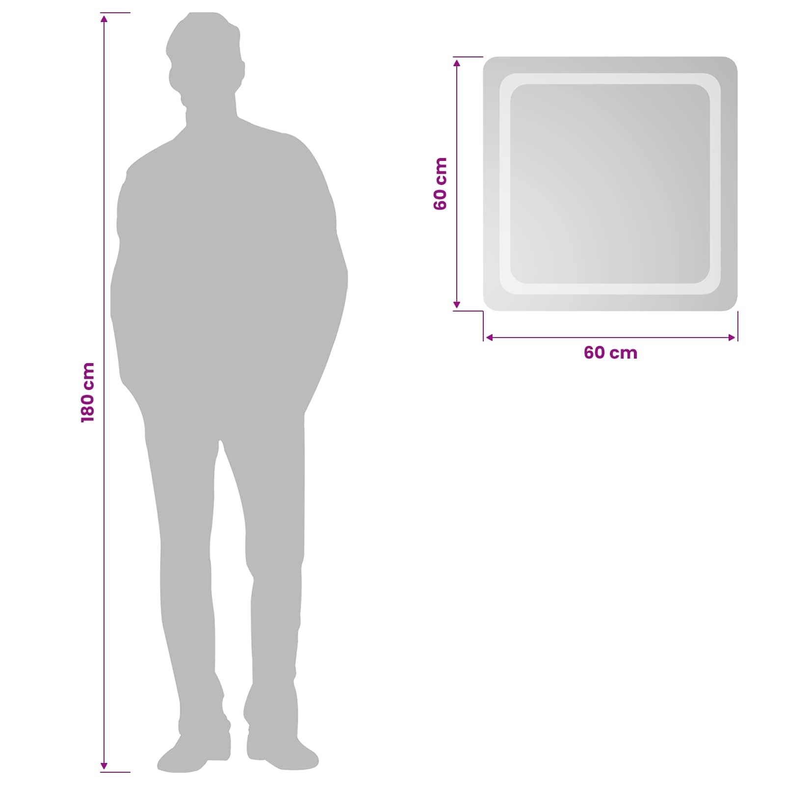 vidaXL LED Bathroom Mirror Transparent 60 x 60 cm Tempered Glass 6