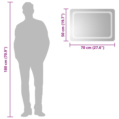 vidaXL LED Bathroom Mirror Transparent 70 x 50 cm Tempered Glass 6