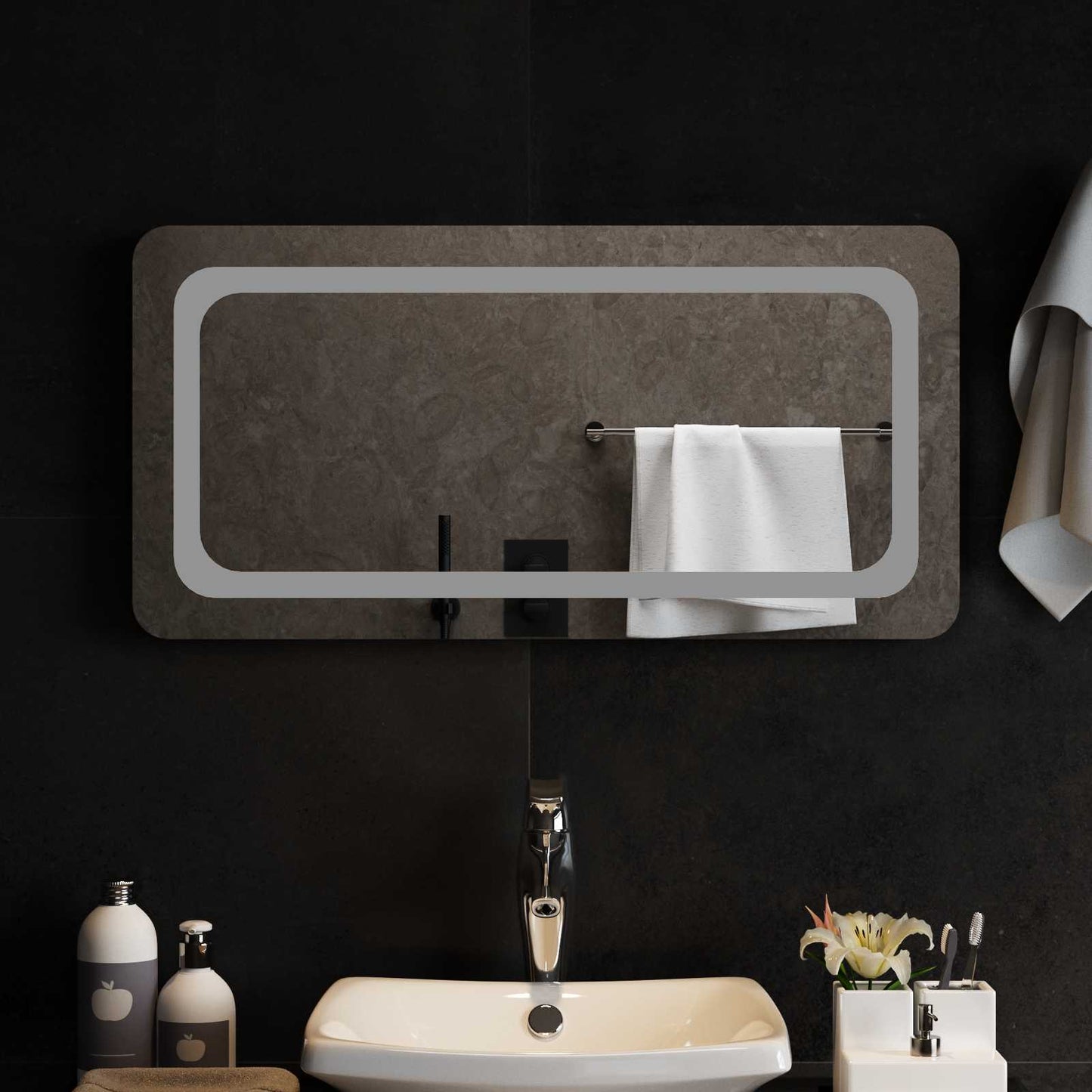 vidaXL LED Bathroom Mirror Transparent 80 x 40 cm Tempered Glass 1