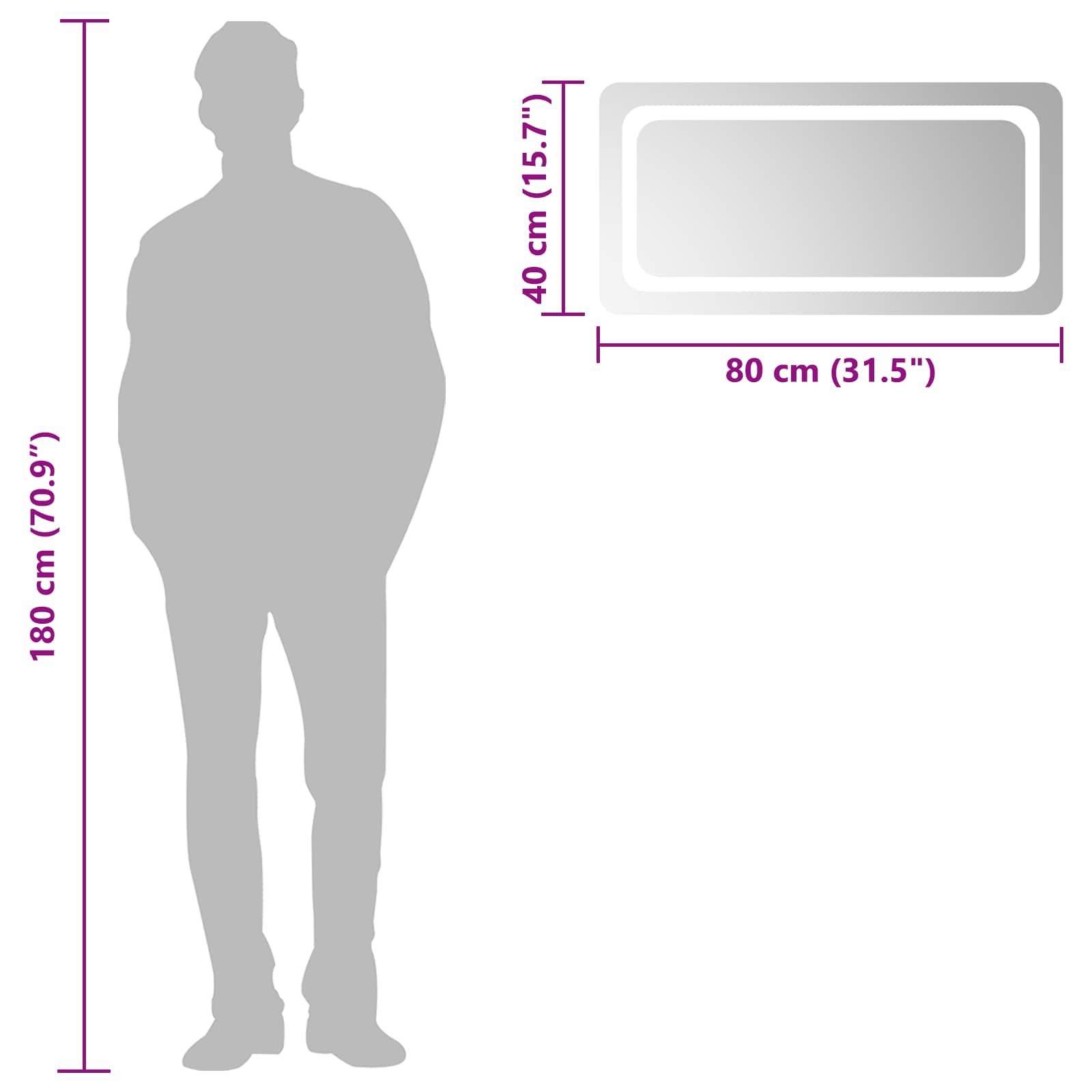 vidaXL LED Bathroom Mirror Transparent 80 x 40 cm Tempered Glass 6