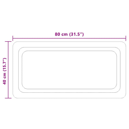 vidaXL LED Bathroom Mirror Transparent 80 x 40 cm Tempered Glass 5