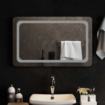 vidaXL LED Bathroom Mirror Transparent 80 x 50 cm Tempered Glass 1
