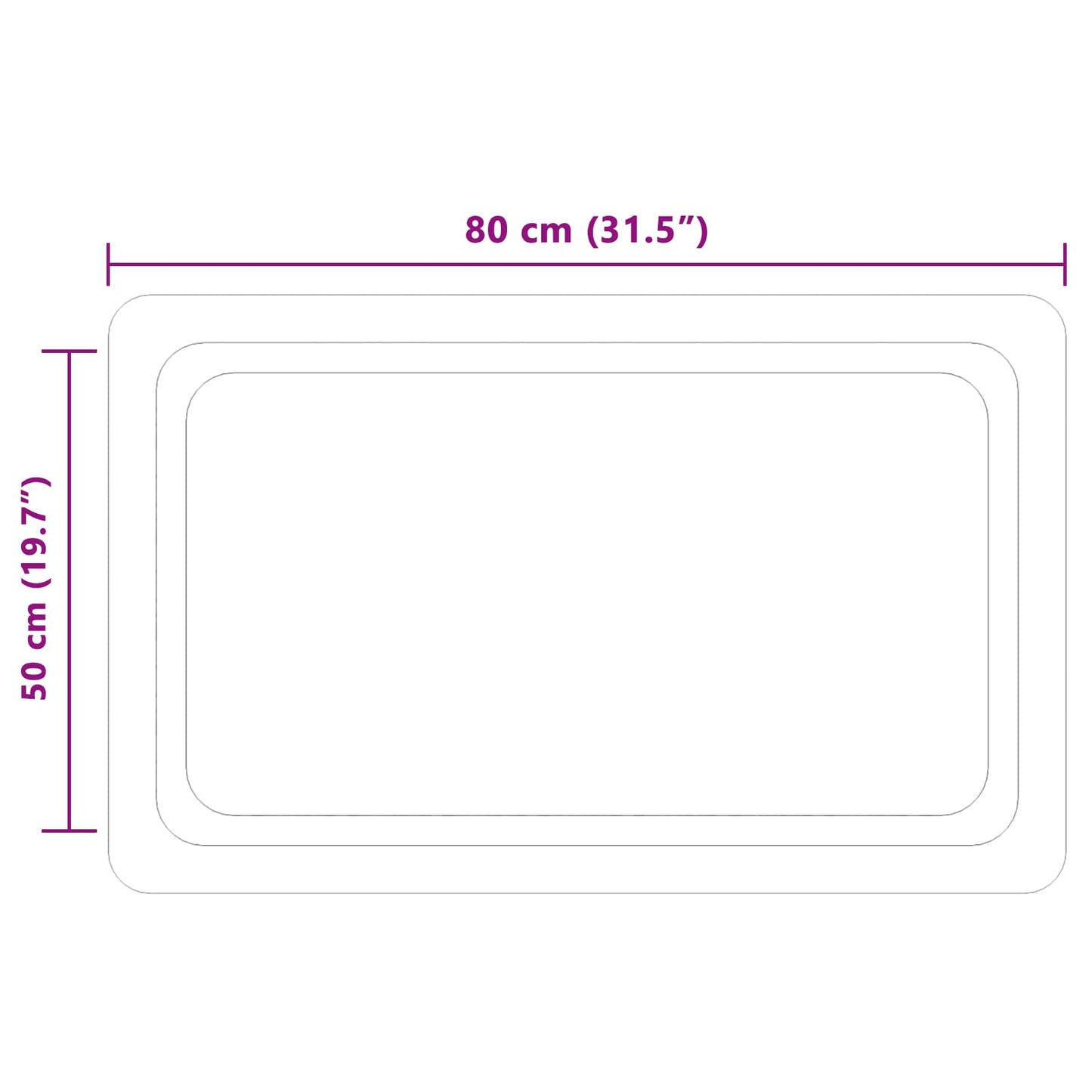 vidaXL LED Bathroom Mirror Transparent 80 x 50 cm Tempered Glass 5