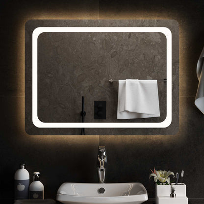 vidaXL LED Bathroom Mirror Transparent 80 x 60 cm Tempered Glass 3