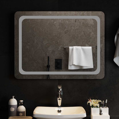 vidaXL LED Bathroom Mirror Transparent 80 x 60 cm Tempered Glass 1