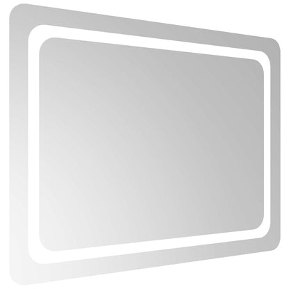vidaXL LED Bathroom Mirror Transparent 80 x 60 cm Tempered Glass 4