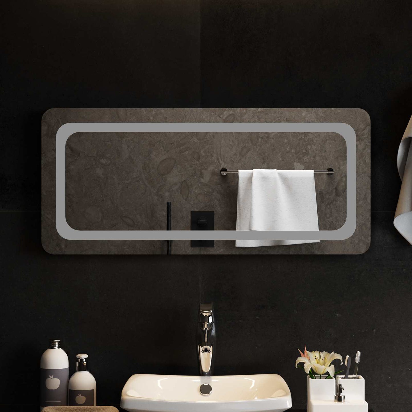 vidaXL LED Bathroom Mirror Transparent 90 x 40 cm Tempered Glass 1