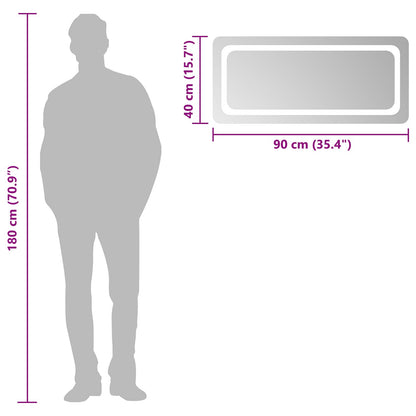 vidaXL LED Bathroom Mirror Transparent 90 x 40 cm Tempered Glass 6