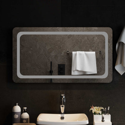 vidaXL LED Bathroom Mirror Transparent 90 x 50 cm Tempered Glass 1
