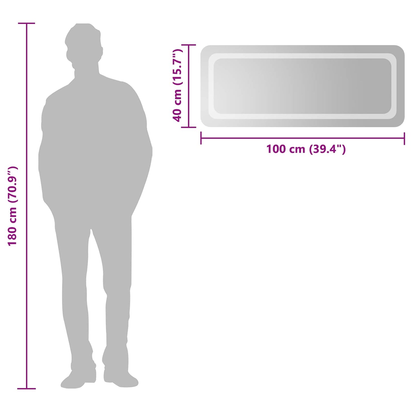 vidaXL LED Bathroom Mirror Transparent 100 x 40 cm Tempered Glass 6
