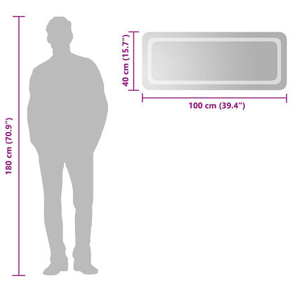 vidaXL LED Bathroom Mirror Transparent 100 x 40 cm Tempered Glass 6