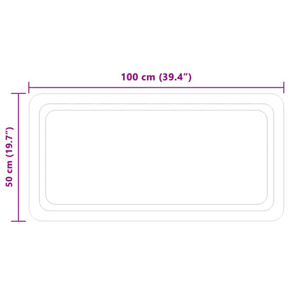 vidaXL LED Bathroom Mirror Transparent 100 x 50 cm Tempered Glass 5