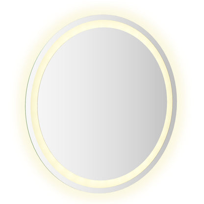 vidaXL LED Bathroom Mirror Transparent Ø 60 cm Tempered Glass 3
