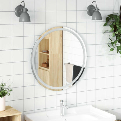 LED Bathroom Mirror Transparent Ø 30 cm Tempered Glass 70 cm 70 cm