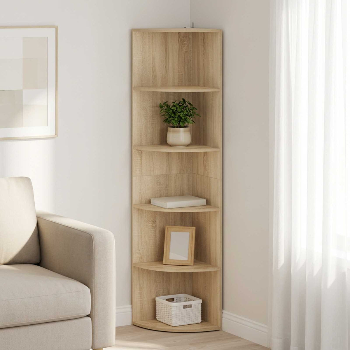 Corner Shelf 5-Tier 41.5 x 41.5 x 178 cm Engineered Wood Width 41.5 cm Height 178 cm Sonoma oak
