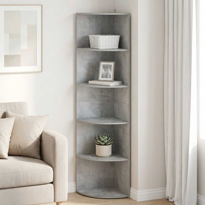 Corner Shelf 5-Tier 41.5 x 41.5 x 178 cm Engineered Wood Width 41.5 cm Height 178 cm Concrete grey