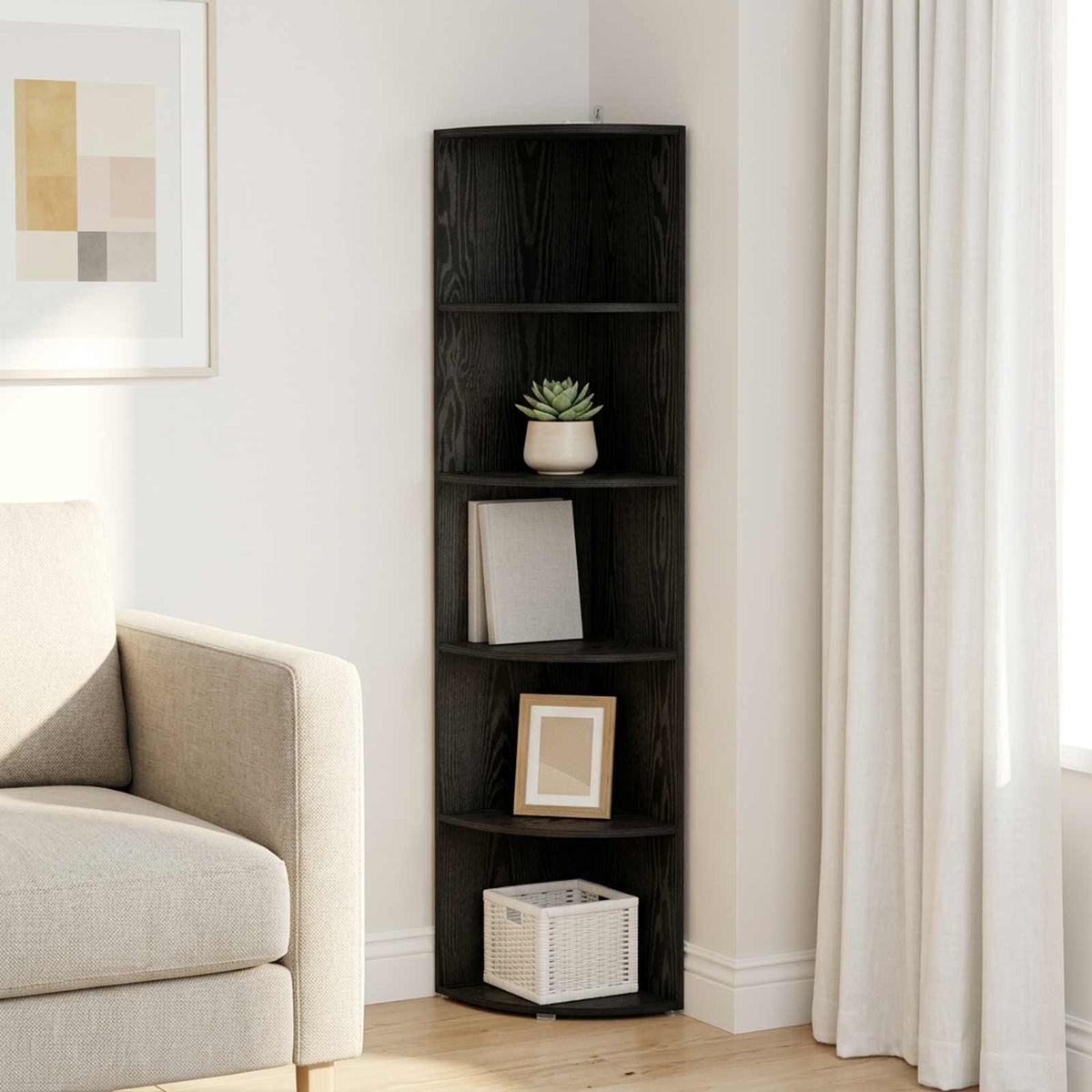 vidaXL Corner Shelf 4-Tier 41.5 x 41.5 x 143 cm Engineered Wood 1