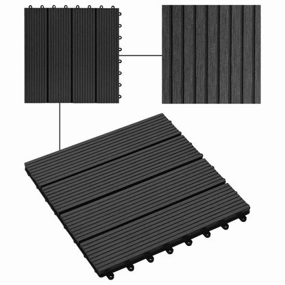 vidaXL Decking Tile 22 pcs Black 30 x 30 cm WPC 6