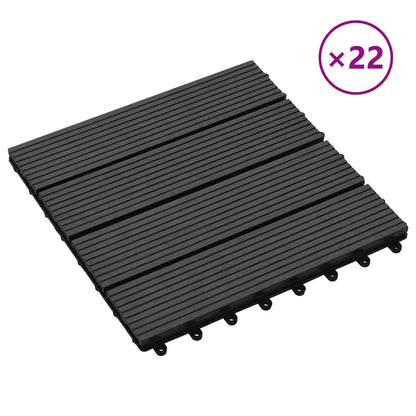 vidaXL Decking Tile 22 pcs Black 30 x 30 cm WPC 2