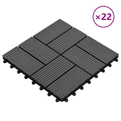 vidaXL Decking Tile 22 pcs Grey 30 x 30 cm WPC 2