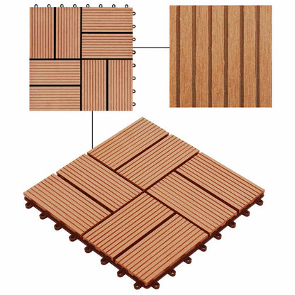 vidaXL Decking Tile 22 pcs Teak 30 x 30 cm WPC 6
