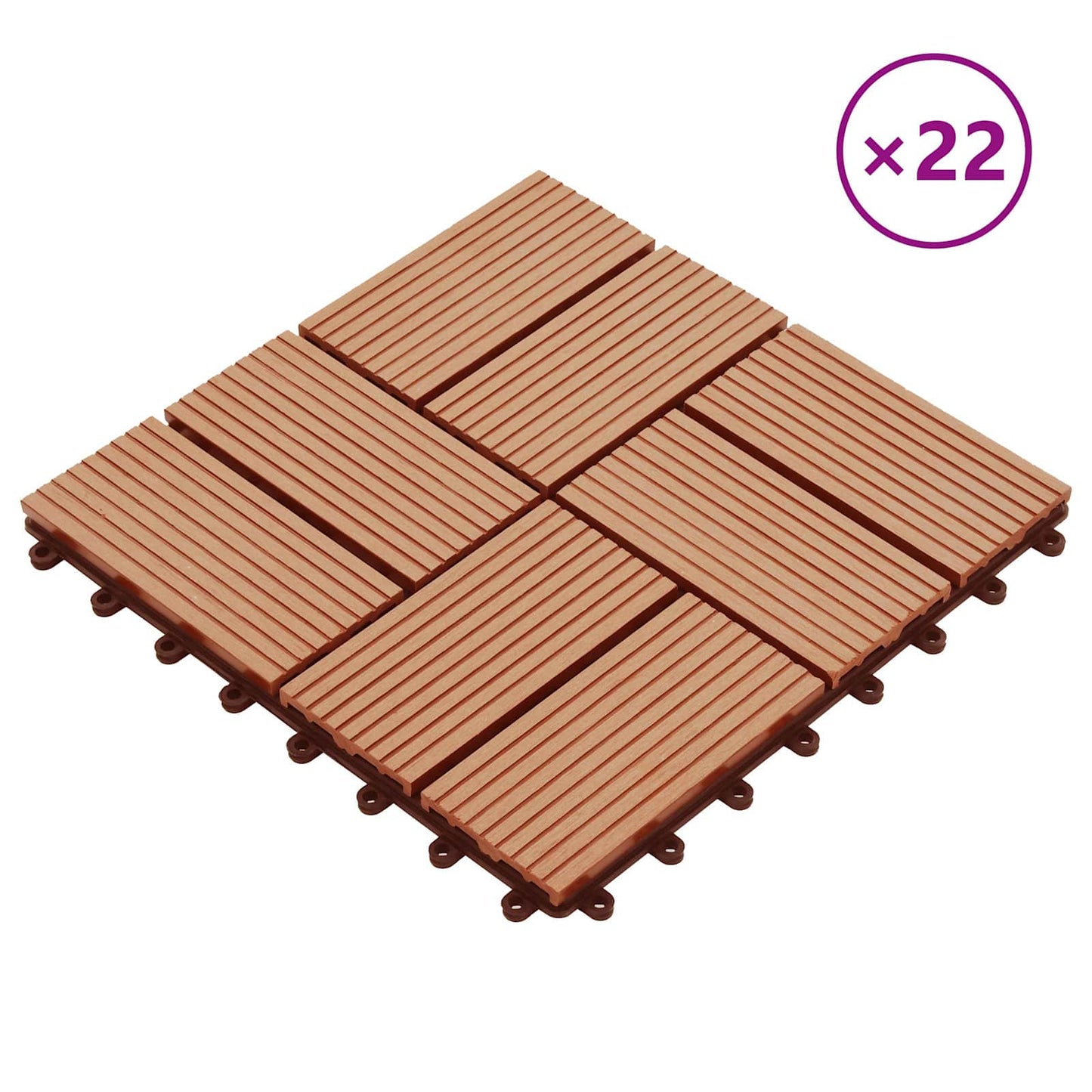vidaXL Decking Tile 22 pcs Teak 30 x 30 cm WPC 2