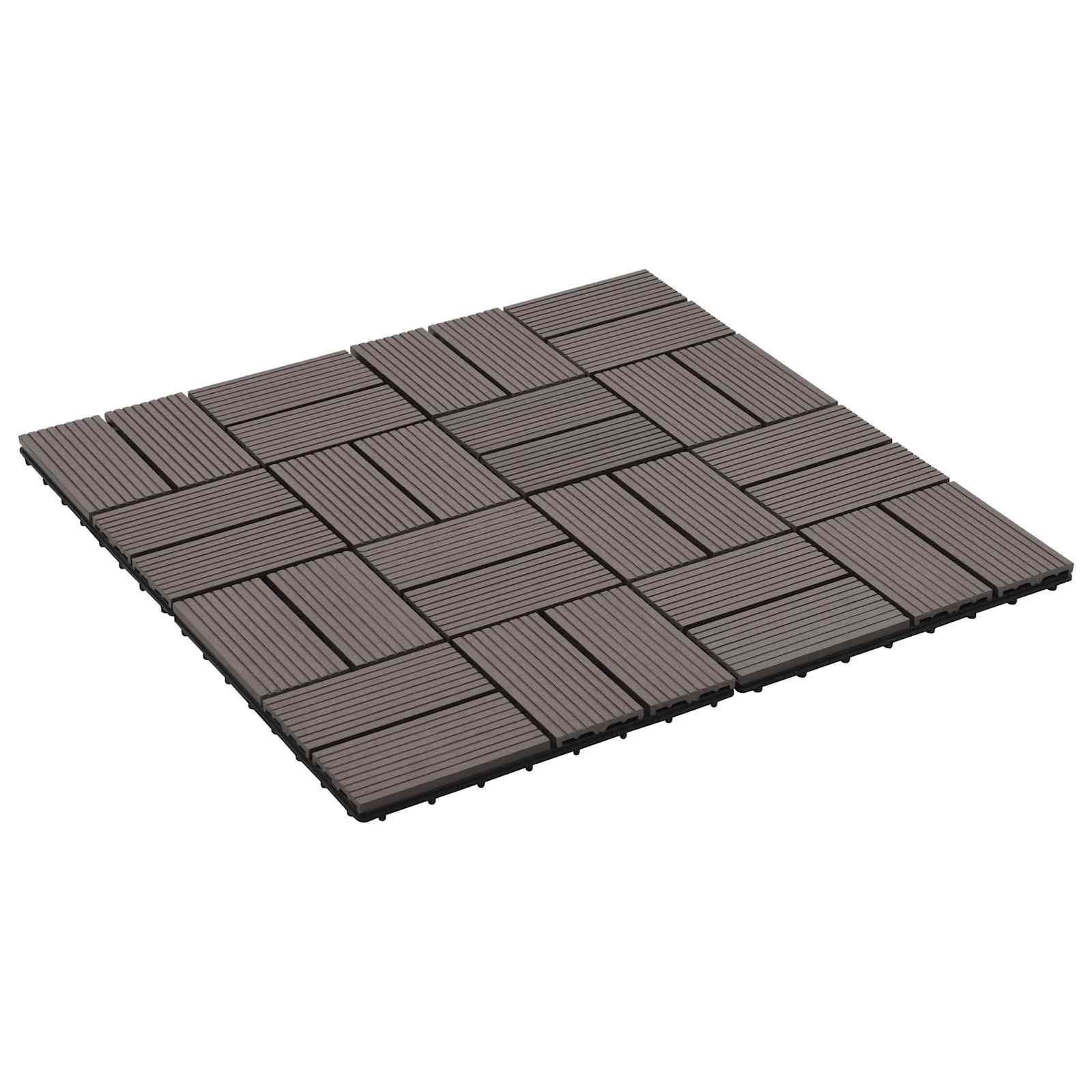 vidaXL Decking Tile 22 pcs Dark Brown 30 x 30 cm WPC 1