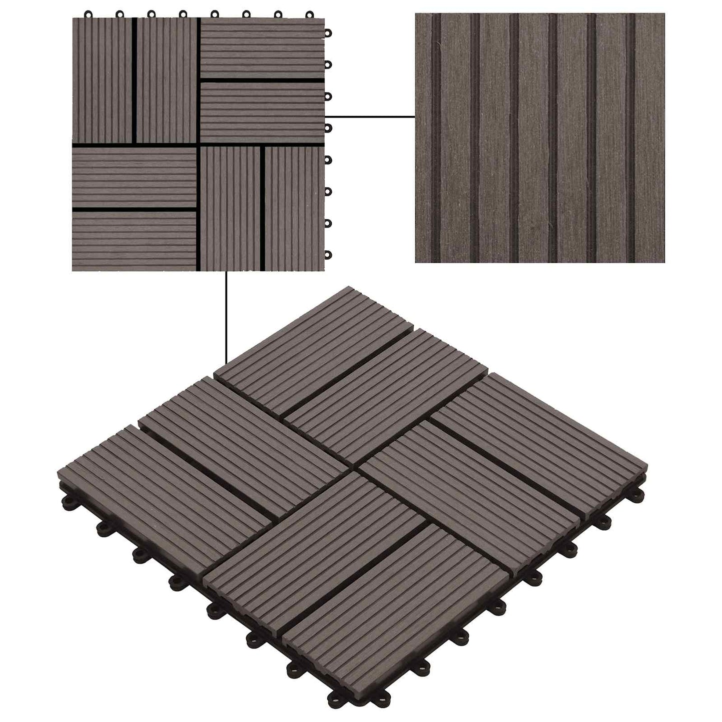 vidaXL Decking Tile 22 pcs Dark Brown 30 x 30 cm WPC 6