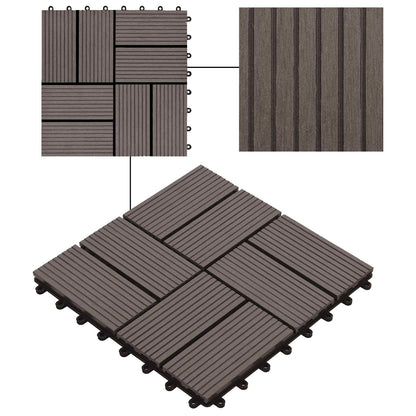 vidaXL Decking Tile 22 pcs Dark Brown 30 x 30 cm WPC 6