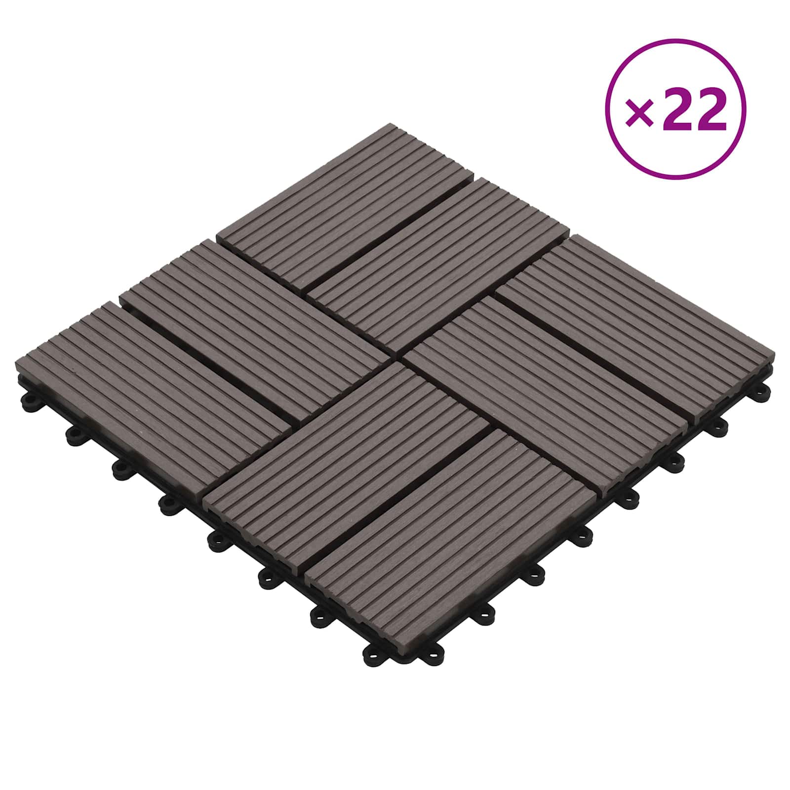 vidaXL Decking Tile 22 pcs Dark Brown 30 x 30 cm WPC 2