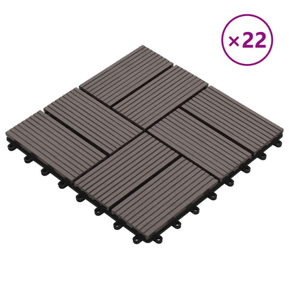 vidaXL Decking Tile 22 pcs Dark Brown 30 x 30 cm WPC 2